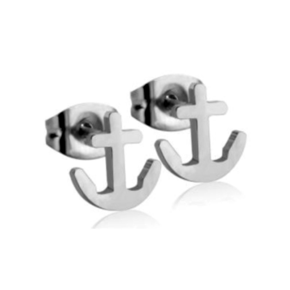High-Quality Stainless Steel Silver Fisherman Seafarer Anchor Earrings